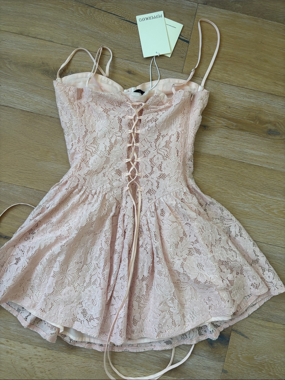 Peppermayo Lace Mini Dress in Blush - Picture 4 of 4